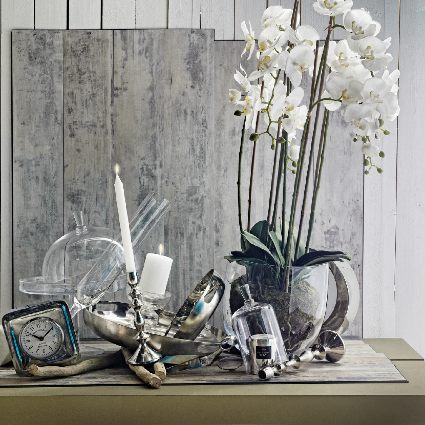 Orchidée artificielle en terre, petit format