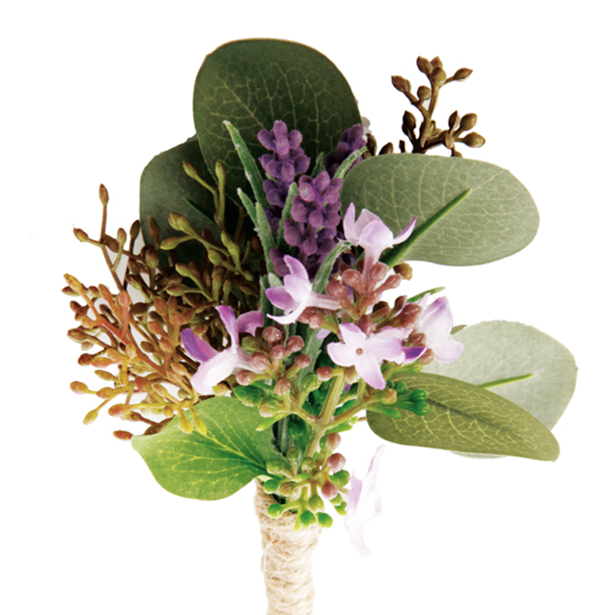 Boutonnière artificielle de lavande et d'eucalyptus