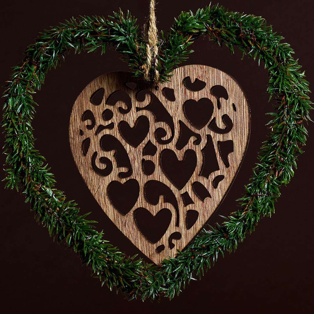 Suspension de Noël en forme de cœur Natura