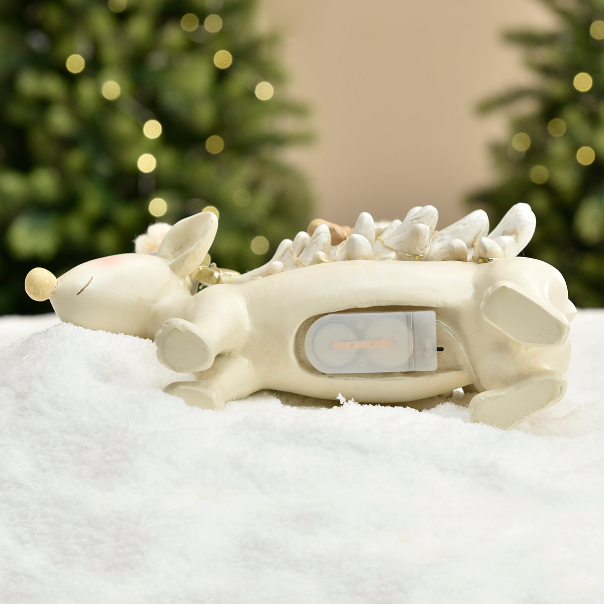 Figurine de Noël Enfant sur renne Pastel LED