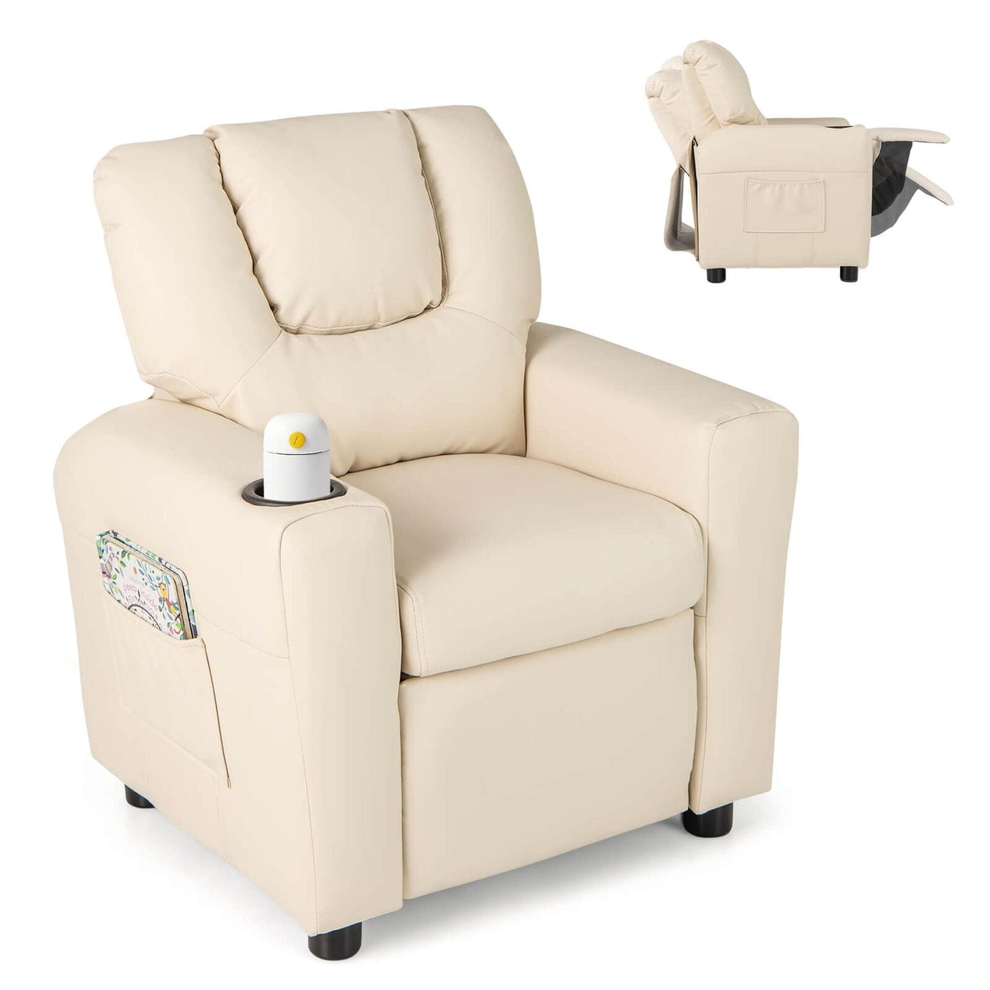 Costway Kids Recliner Chair with Cup Holder Side Pocket Adjustable