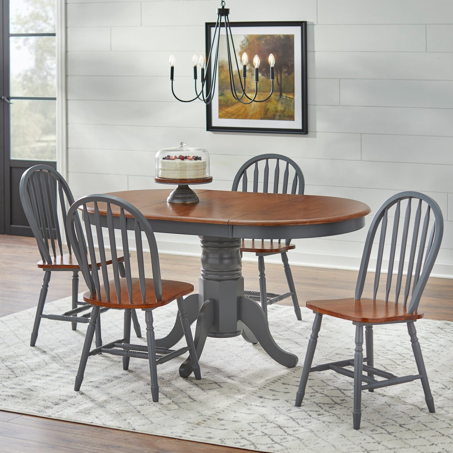 Simple Living Carolina 5-piece Farmhouse Solid Wood Dining Set with Leaf