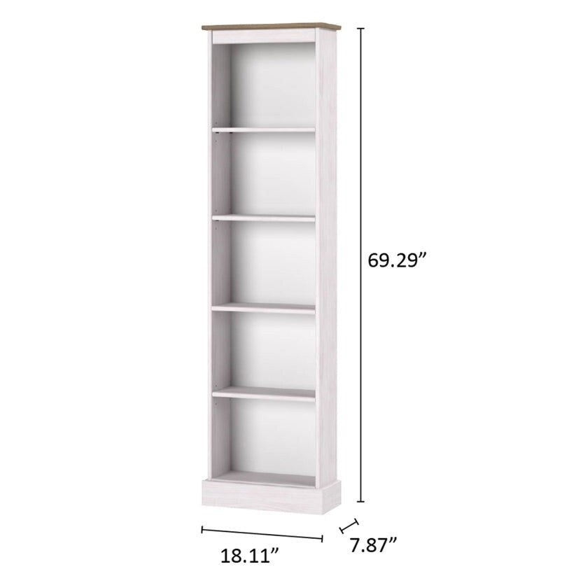 Wood Bookcase Tall Narrow Corona Collection | Furniture Dash
