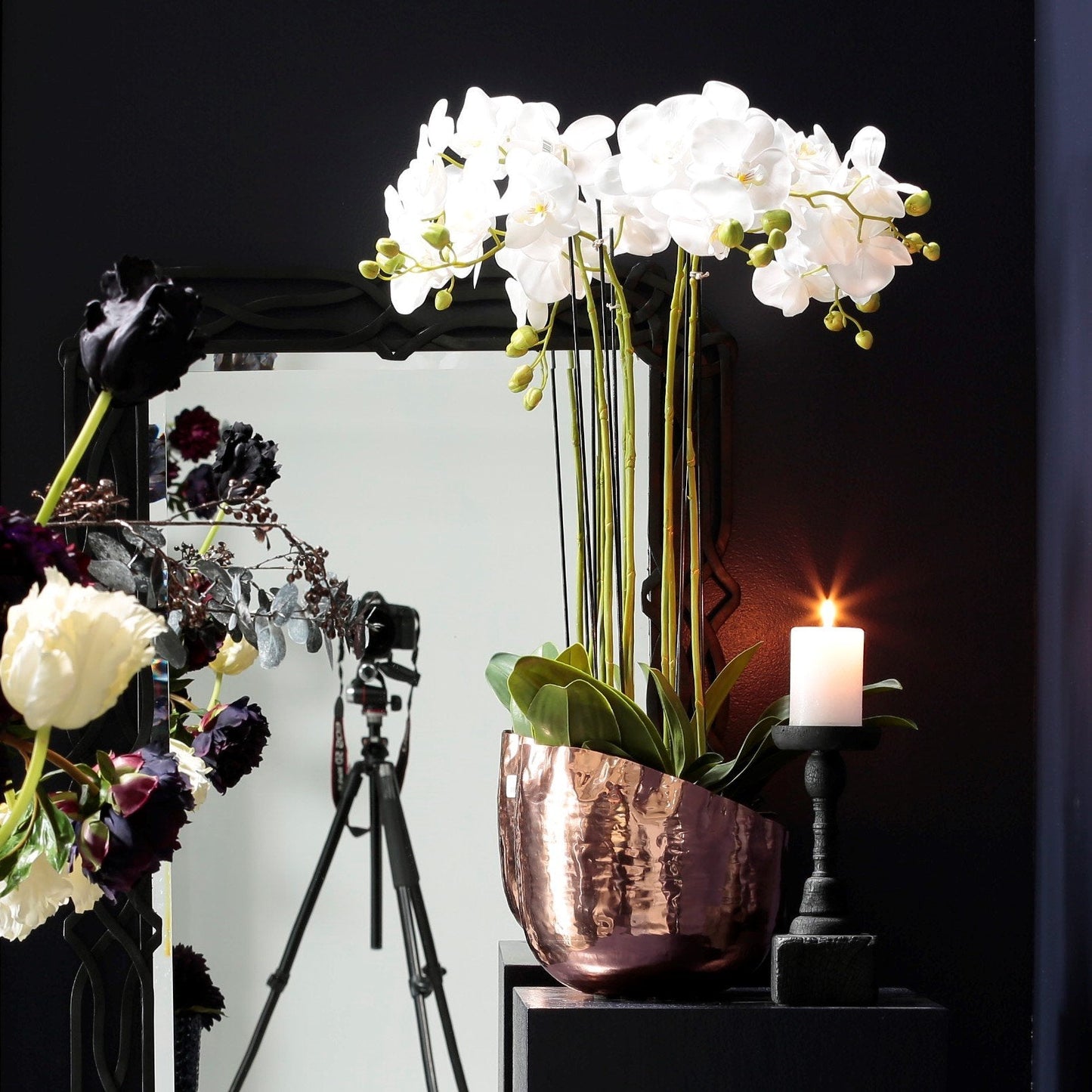 Orchidée artificielle en terre, petit format