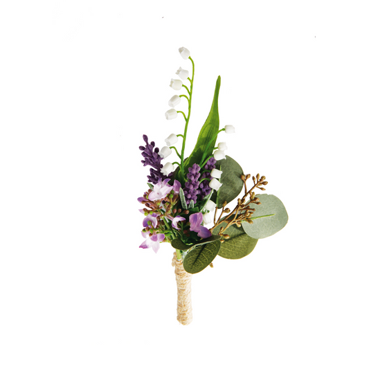 Boutonnière de muguet et d'eucalyptus