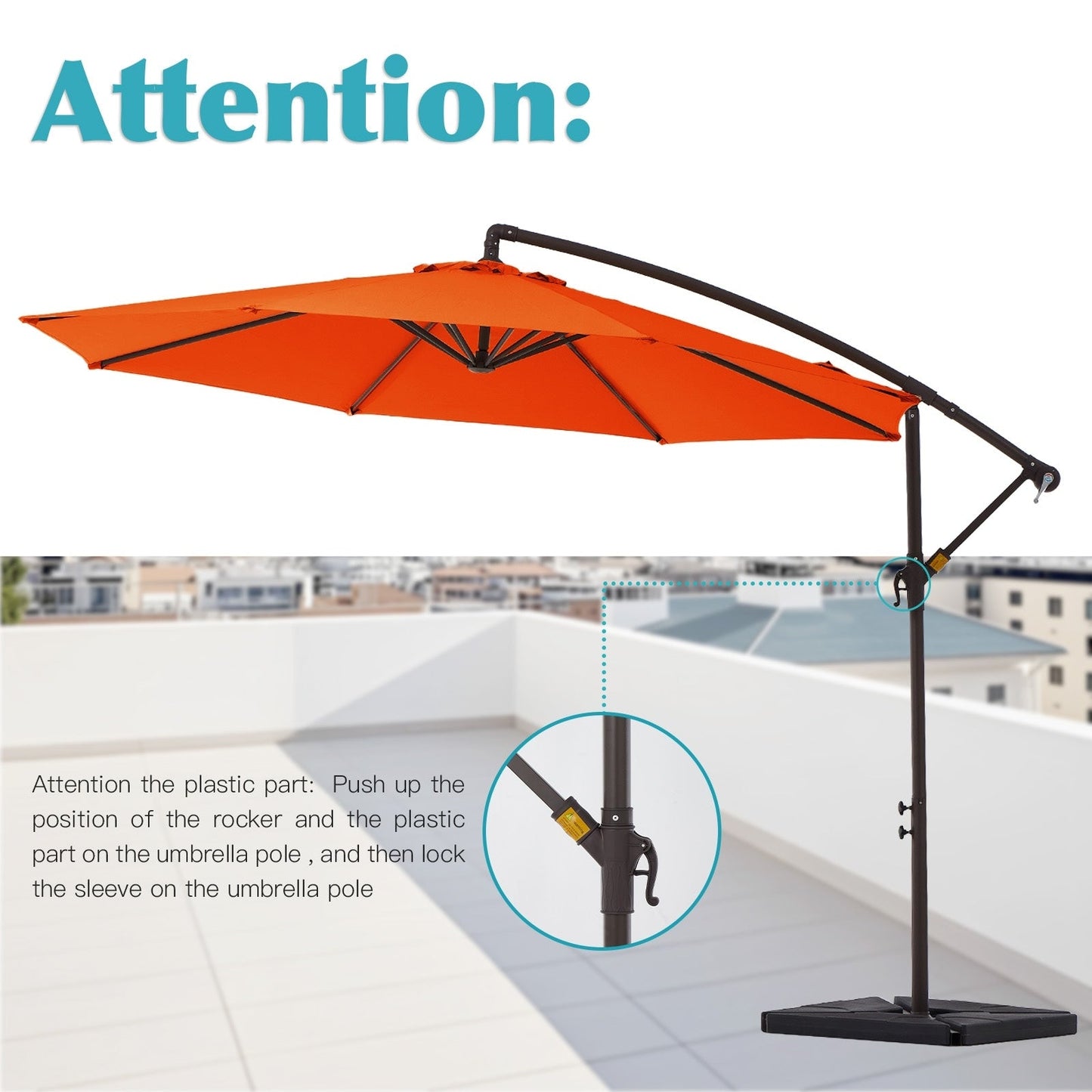 10 ft Steel Crank-lift Cantilever Umbrella With Weighted Base