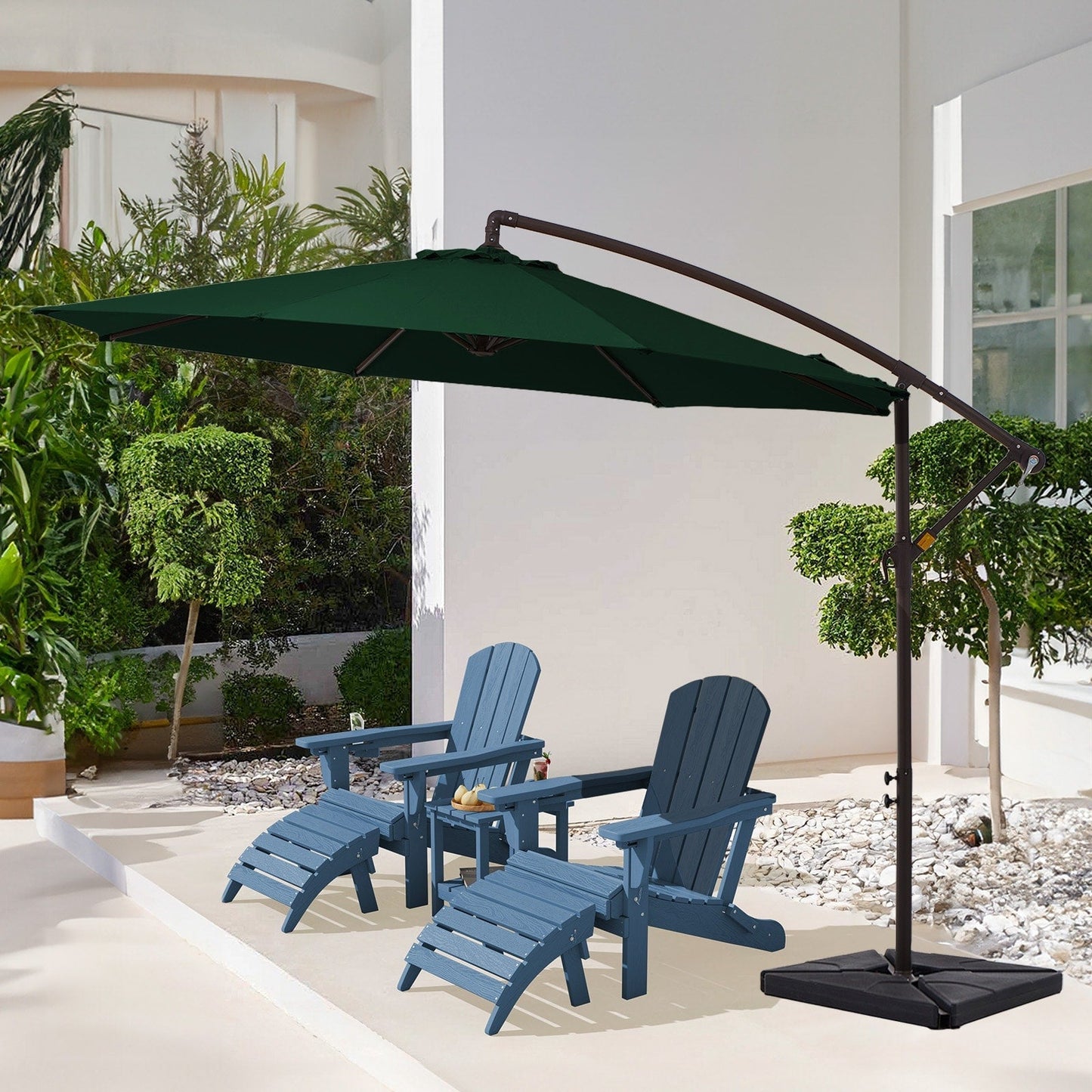 10 ft Steel Crank-lift Cantilever Umbrella With Weighted Base