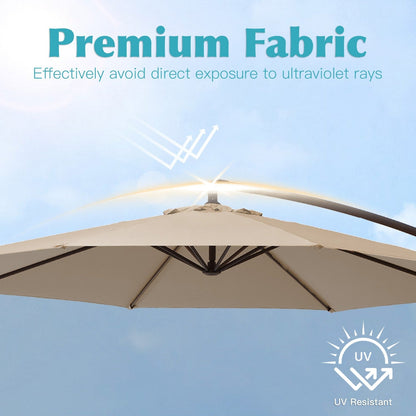 10 ft Steel Crank-lift Cantilever Umbrella With Weighted Base