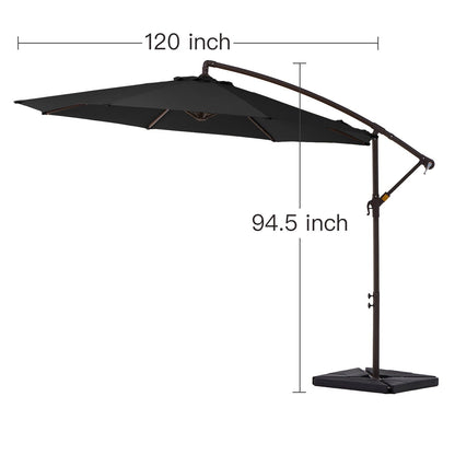 10 ft Steel Crank-lift Cantilever Umbrella With Weighted Base