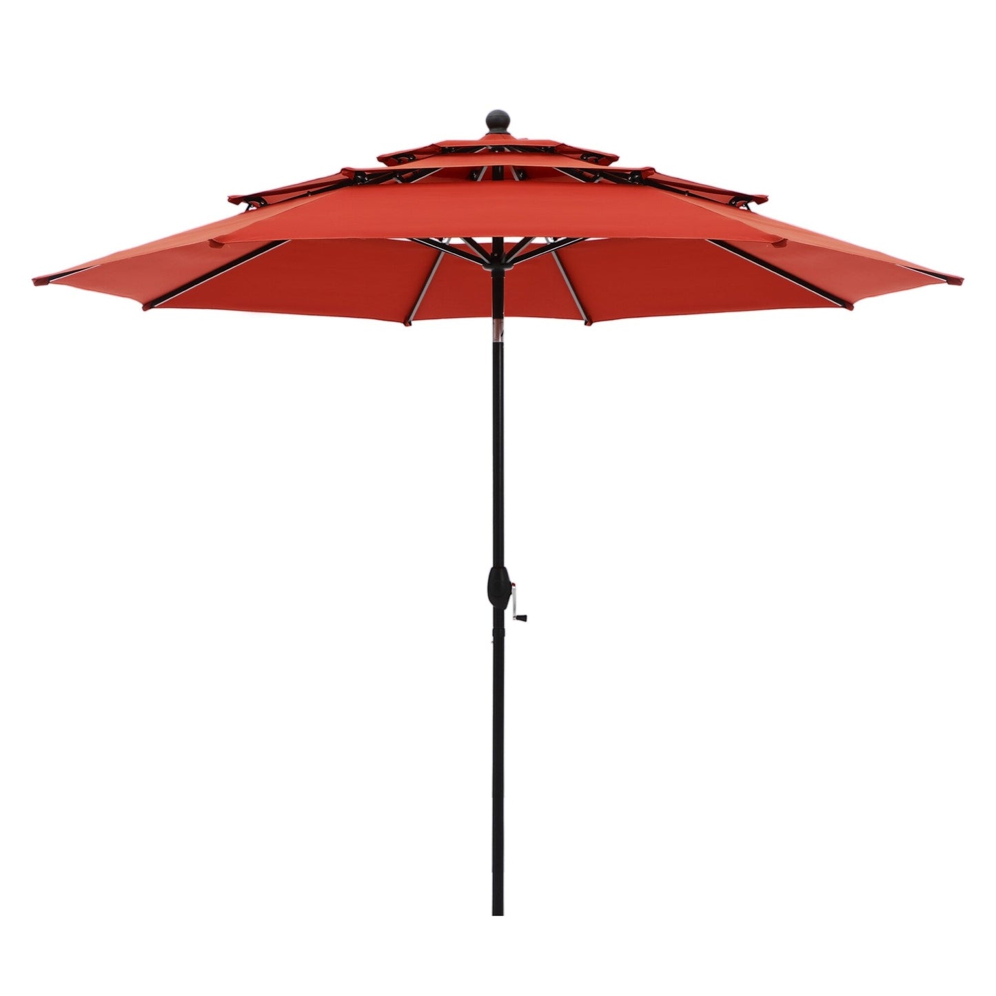 MAISON ARTS 10ft 3 Tier Auto-tilt Patio Umbrella Outdoor Double Vented Umbrella with LED Lights