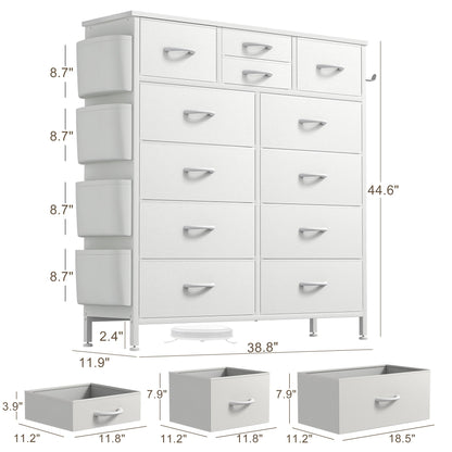 12 Drawer Dresser Fabric Tall Dressers for Bedroom Chest of Drawers