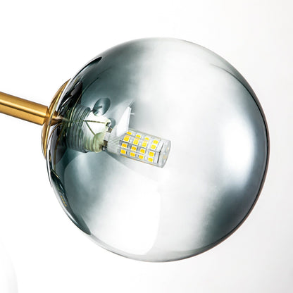 15-Light Modern Linear Sputnik Kitchen Island Light Branch Cluster Glass Globe Bubble Chandelier