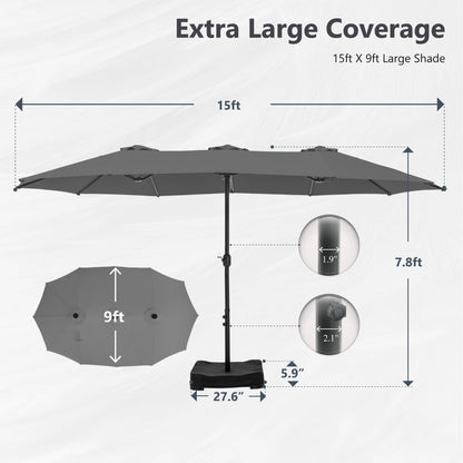 MAISON ARTS 15ft Double-Sided Patio Extra Large Twin Umbrella with Base Included