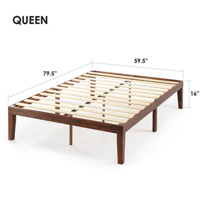 16 Inch Classic Solid Wood Platform Bed Frame in Multiple Finishes