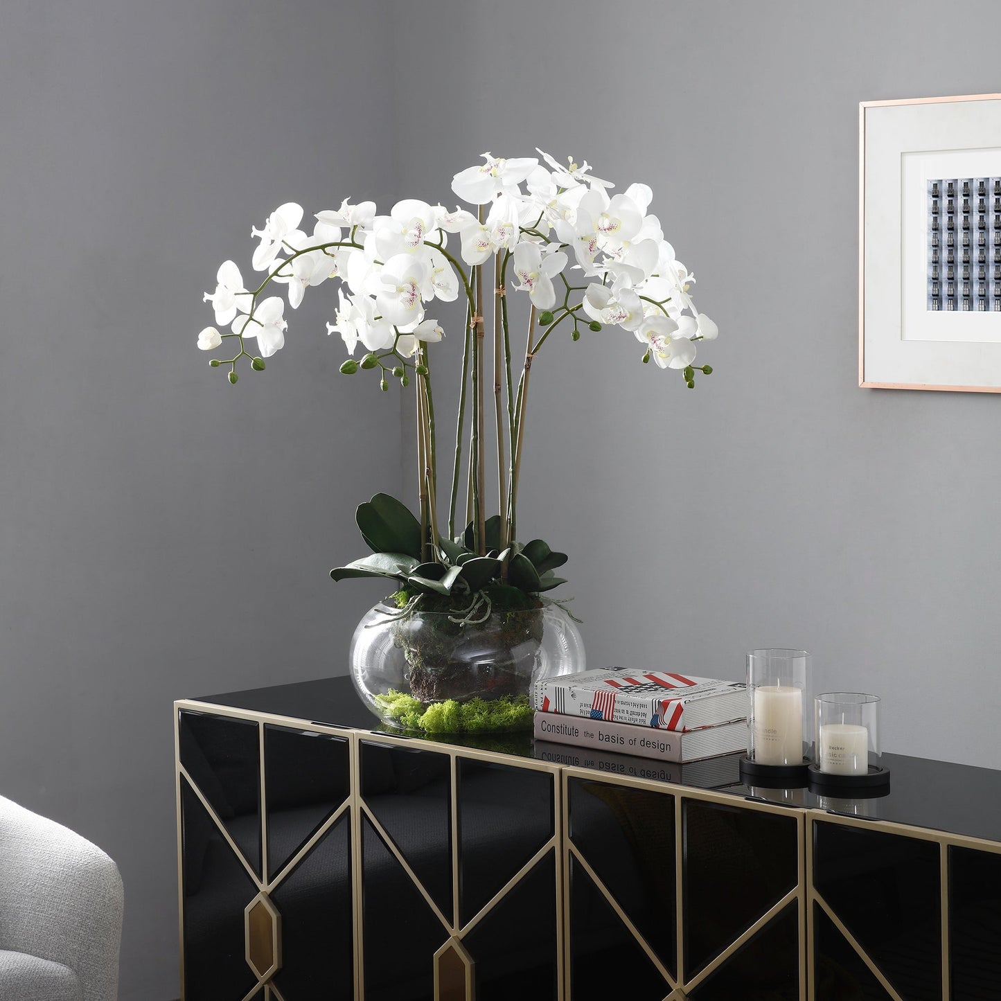 Orchidée artificielle en terre, grand format