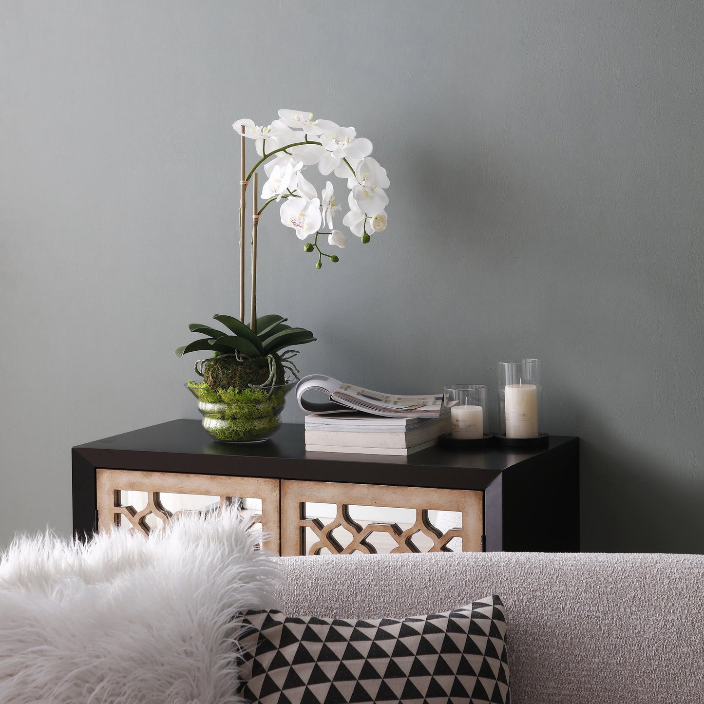 Orchidée artificielle en terre, petit format