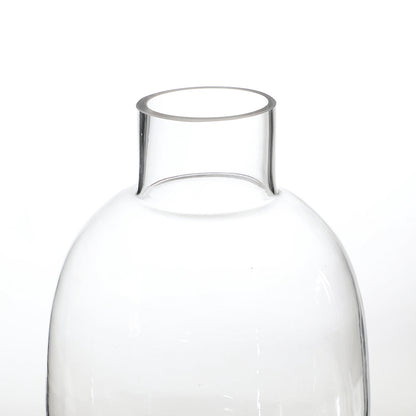 Vase transparent rond avec col étroit