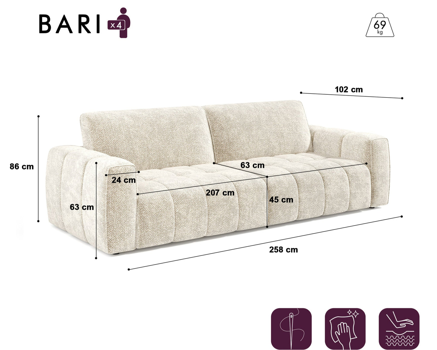 Ensemble Canapé Et Pouf Bari