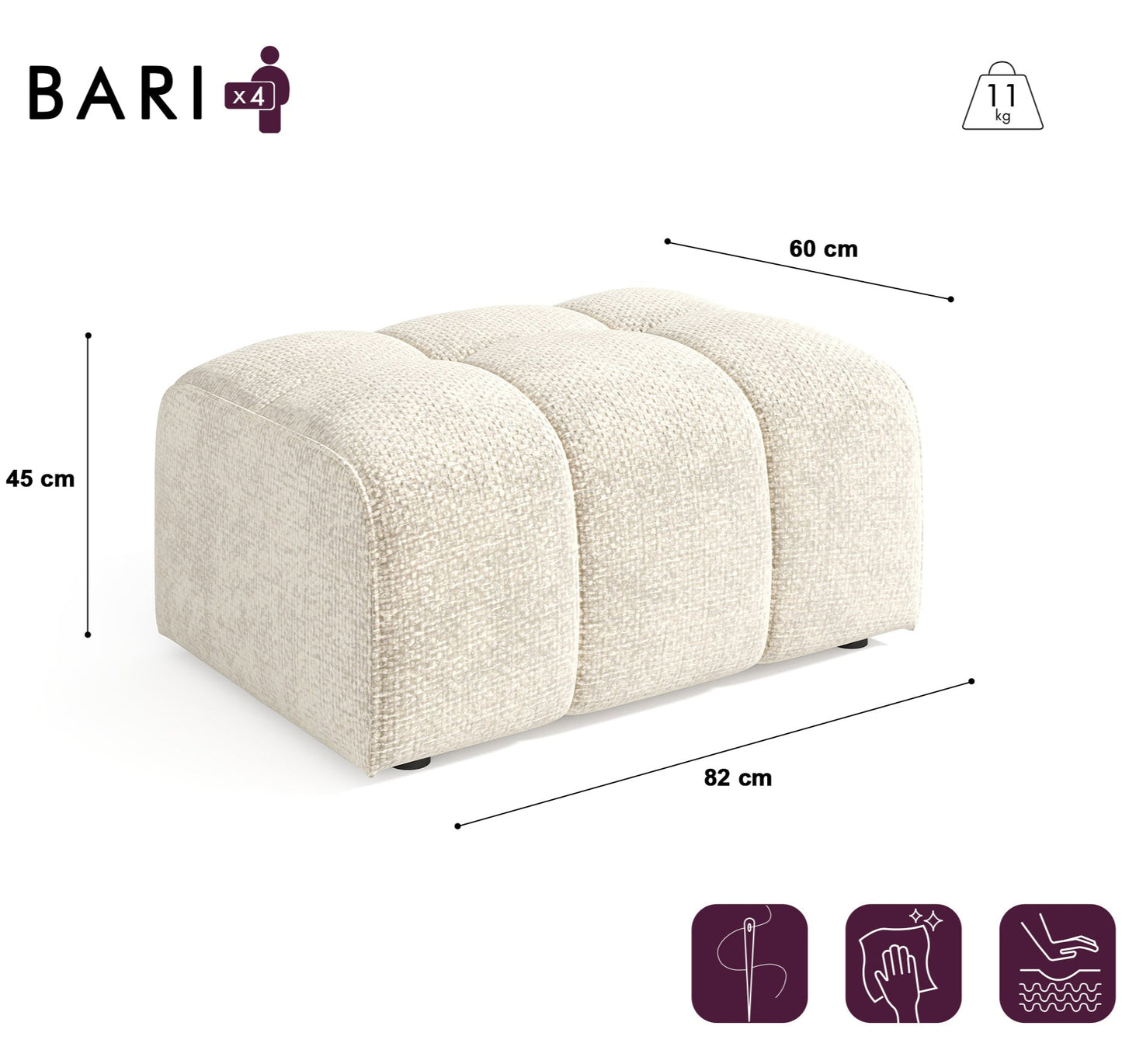 Ensemble Canapé Et Pouf Bari