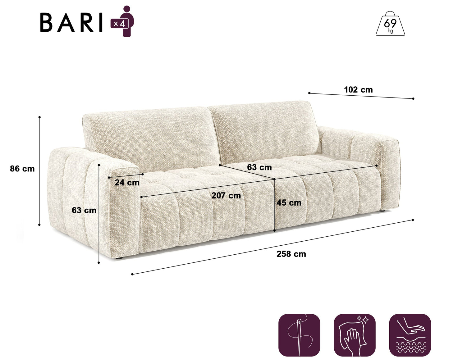 Ensemble Canapé Et Pouf Bari