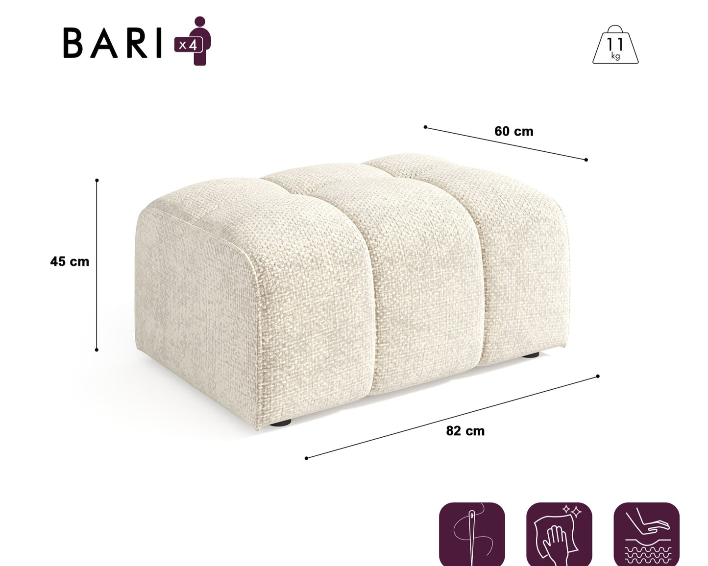 Ensemble Canapé Et Pouf Bari