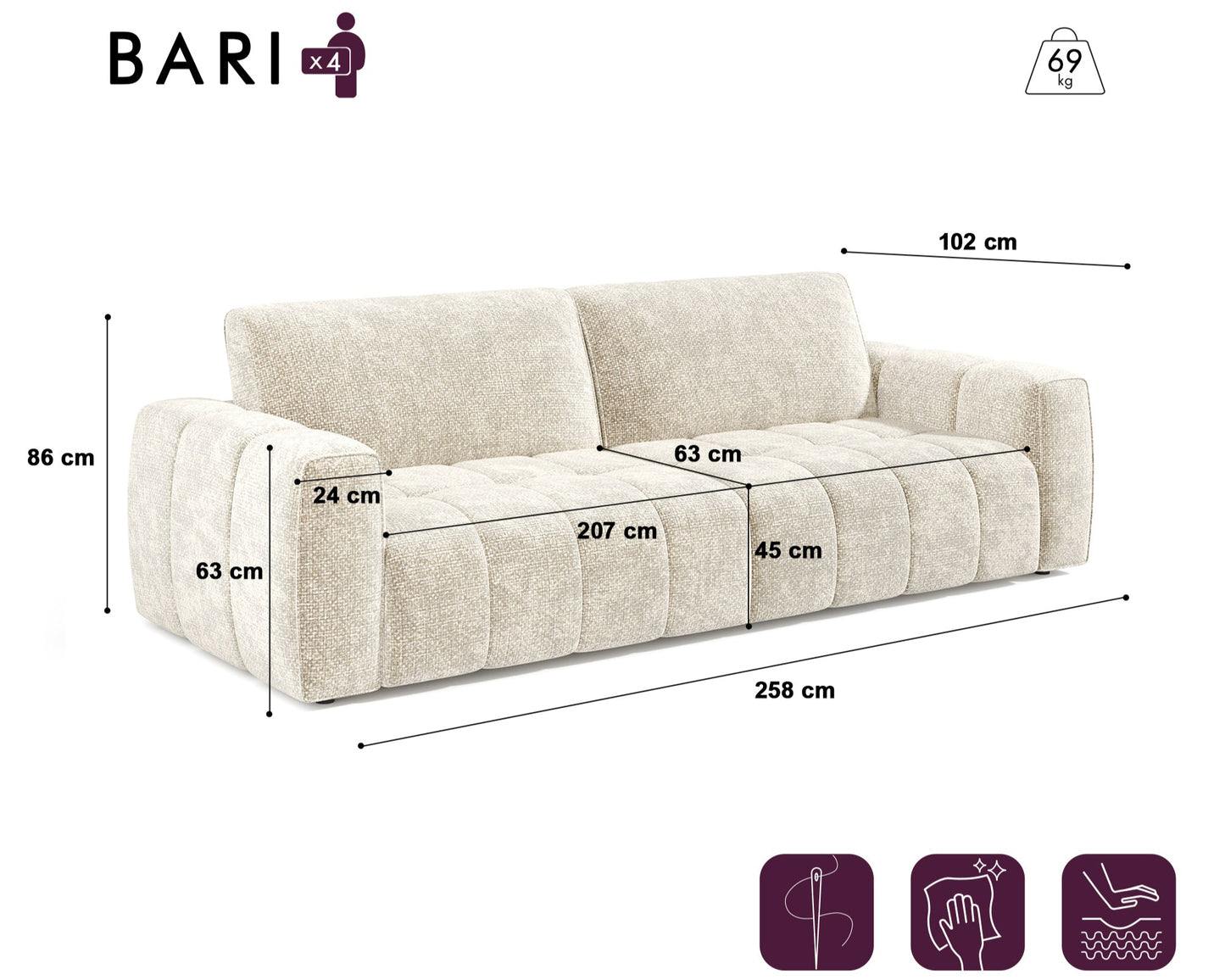 Ensemble Canapé Et Pouf Bari