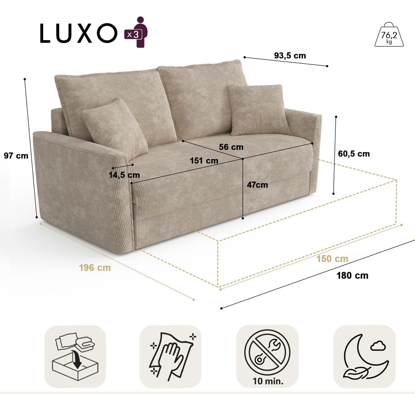 Canapé Convertible Luxo