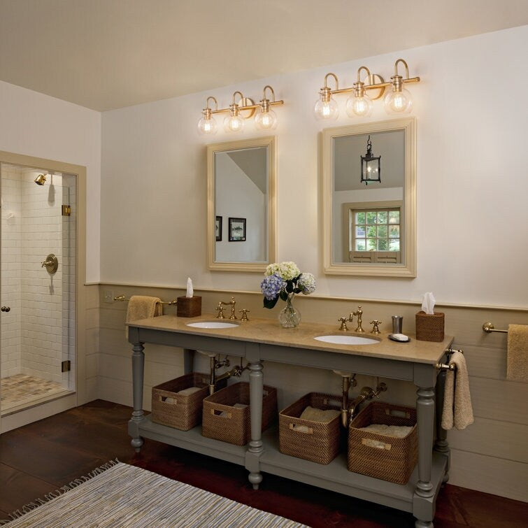 2/3 Light Bathroom Vanity Light Wall Sconce with Glass Shade