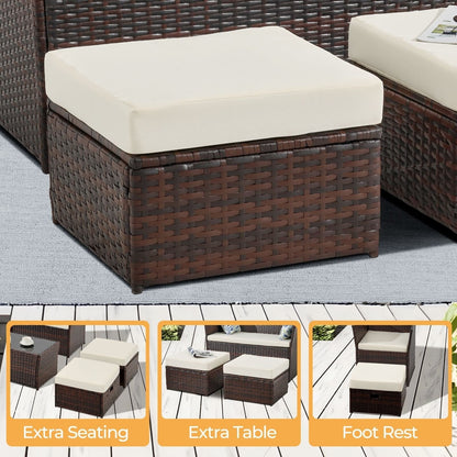 2-PC Patio Wicker Ottomans--Clearance
