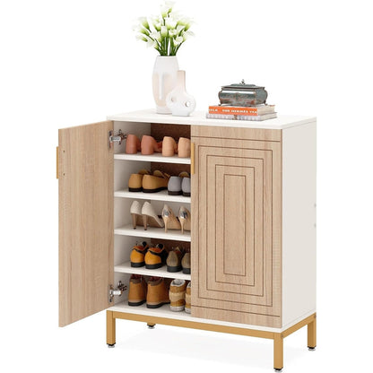 20 Pairs Modern Shoe Storage Cabinet with Doors, 6-Tier Freestanding Entryway Shoe Organizer Rack