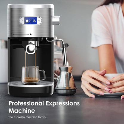 20 Bar Espresso Maker with Milk Frother Steam Wand, Cappuccino and Latte Machine for Household, Coffee Lovers Gift