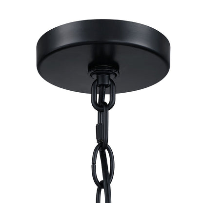 22 in. 4-Light Matte Black Chandelier Pendant Light with White Drum Shade - 22W