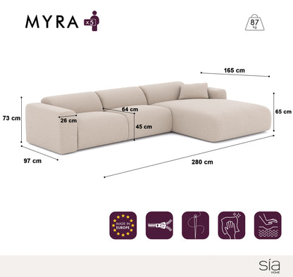 Canapé d'angle droit Myra