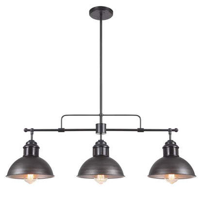 3-Light Industrial Farmhouse Dome Pendant Metal Linear Kitchen Island Pendant Light Oil Rubbed Bronze Finish