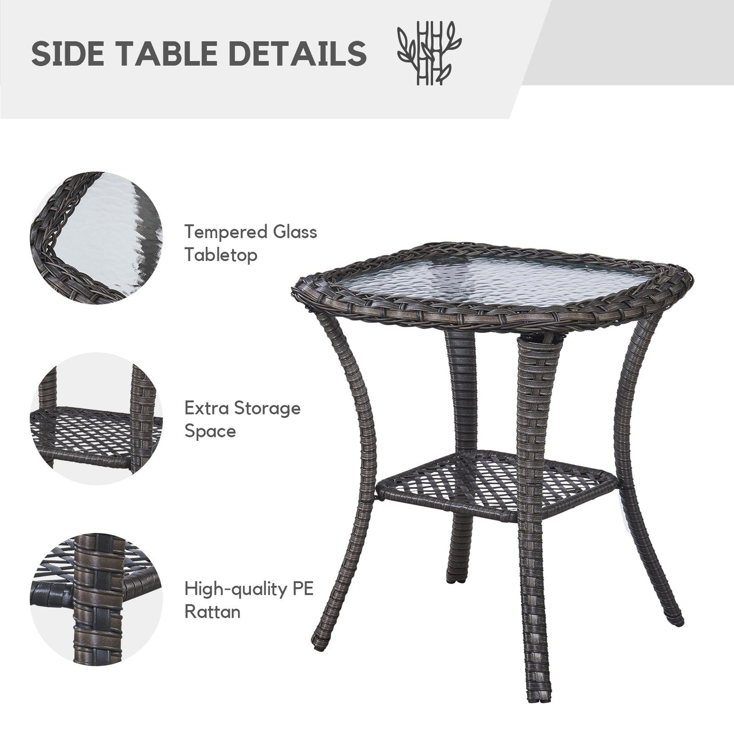 Gymojoy 3 Piece Outdoor Wicker Swivel Rocker with Cushion & Table