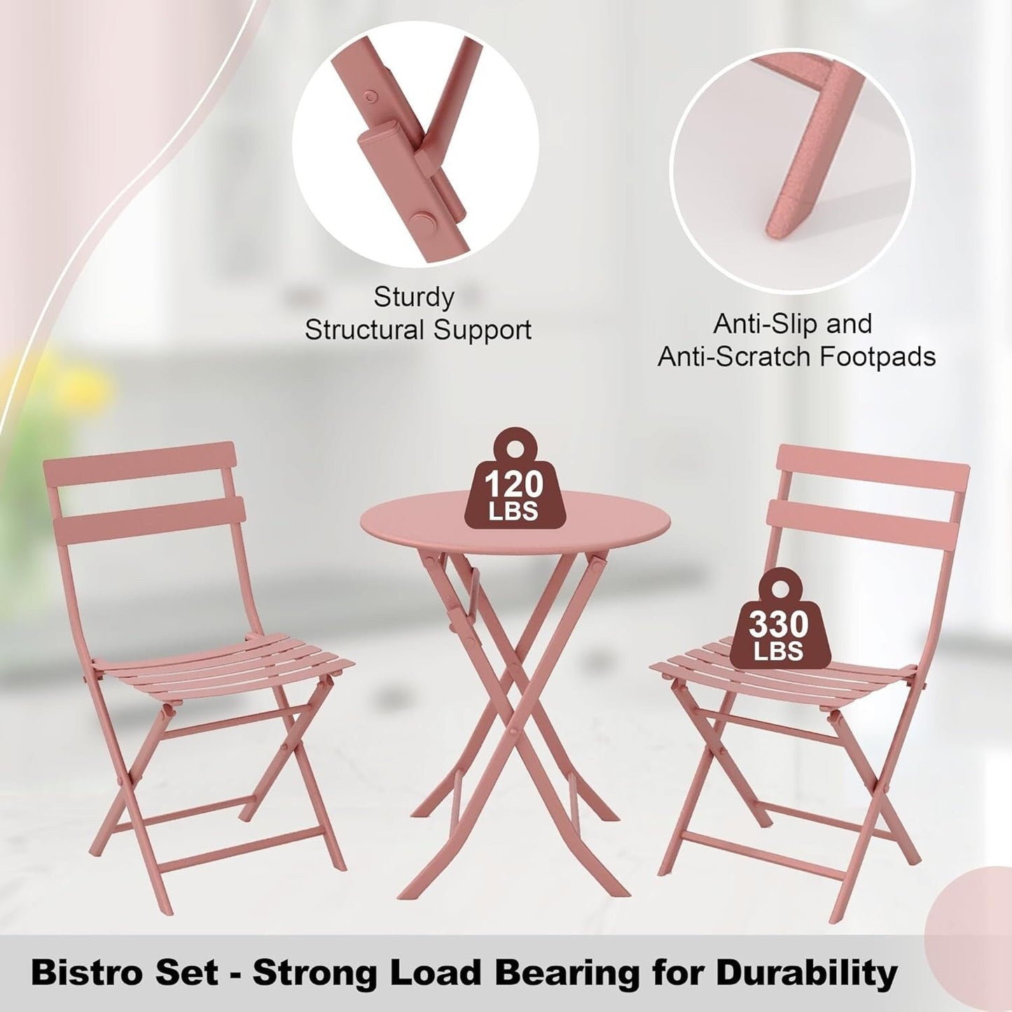 3 Pieces Patio Bistro Sets
