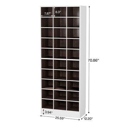 30 Pairs Tall Shoe Cabinet, 10 Tiers White Wooden Shoe Storage Rack for Closet, Entryway - 10-tier