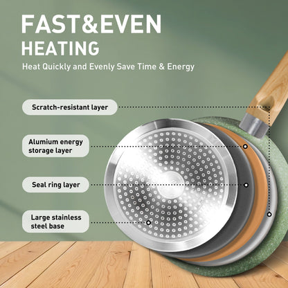 30-Piece Kitchen Granite Cookware and Bakeware Set, Cooking Pans Set Non-Stick Pots and Pans Set