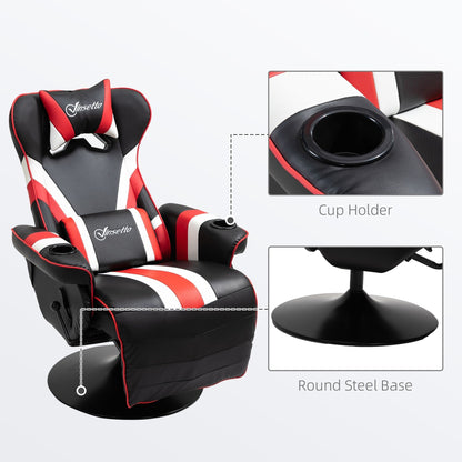360¡ã Swivel Racing Style Gaming Recliner Chair with Lumbar Support, Footrest and Dual Cup Holders for Game Room