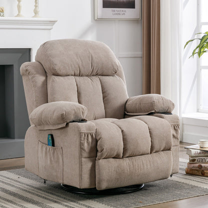 360¡ã Swivel Recliner Chair with Massage, Heat, USB, and Cup Holders