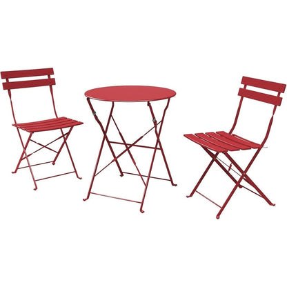 3pc Metal Folding Bistro Set, Weather-Resistant Outdoor/Indoor Conversation Set for Patio, Yard, Garden