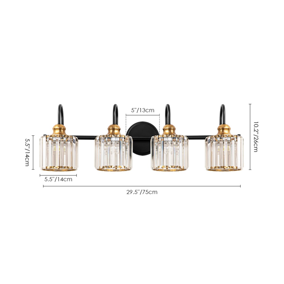 Chrome/ Black/ Gold Modern Over Mirror Crystal Bathroom Restroom Wall Lighting Fixtures Bath Lights Vanity Light