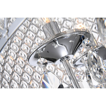 Round Beaded Drum Chandelier with Hanging Crystals