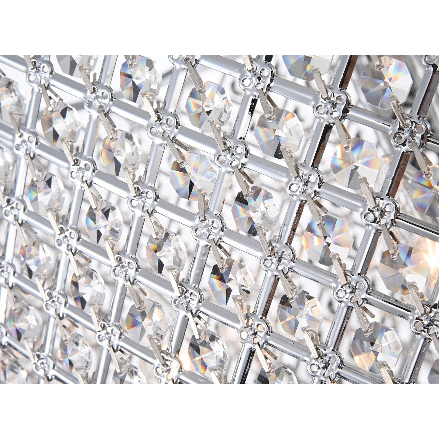 Round Beaded Drum Chandelier with Hanging Crystals