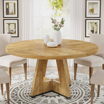 47 Round Dining Table for 4, Farmhouse Kitchen Table Small Dinner Table Wood Kitchen Table for Dining Room Living Room