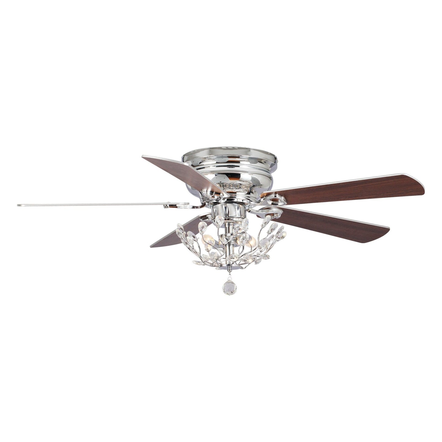 48 Modern Reversible 5-Blade Crystal Flush Mount Ceiling Fan with Remote