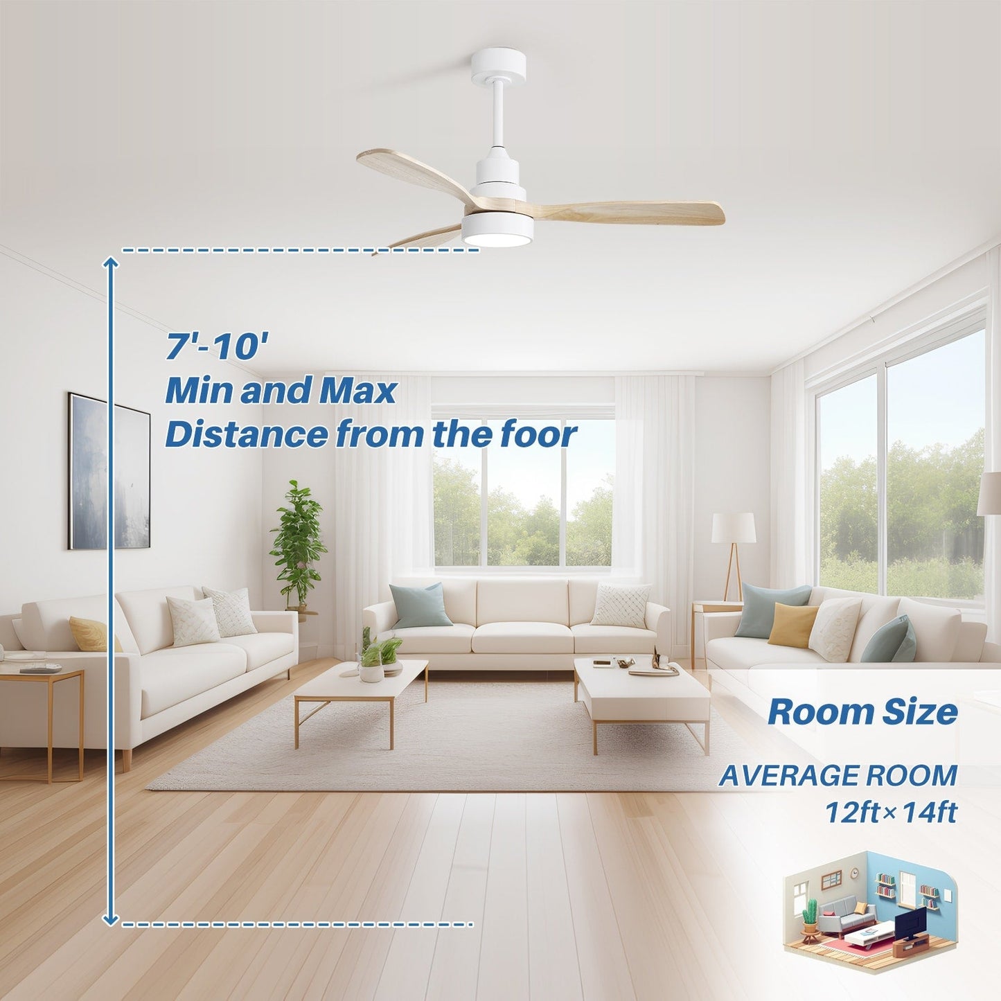 48 and 52 Integrated LED Ceiling Fan with Light and Remote, Reversible DC Motor