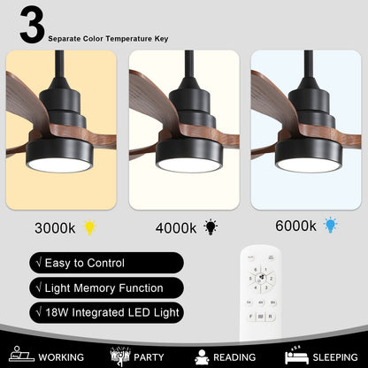48 and 52 Integrated LED Ceiling Fan with Light and Remote, Reversible DC Motor