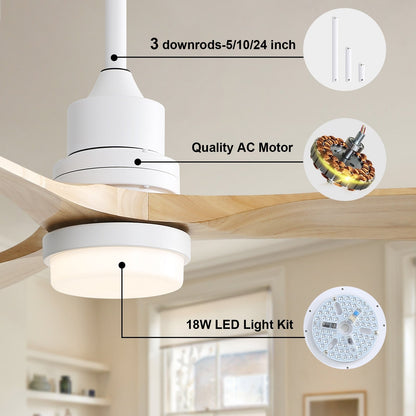 48 and 52 Integrated LED Ceiling Fan with Light and Remote, Reversible DC Motor