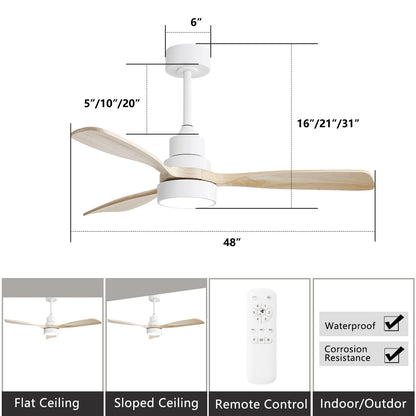 48 and 52 Integrated LED Ceiling Fan with Light and Remote, Reversible DC Motor